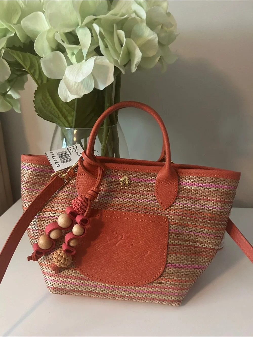 Longchamp Le pliage Panier Rainbow Orange Basket Bag Brand New